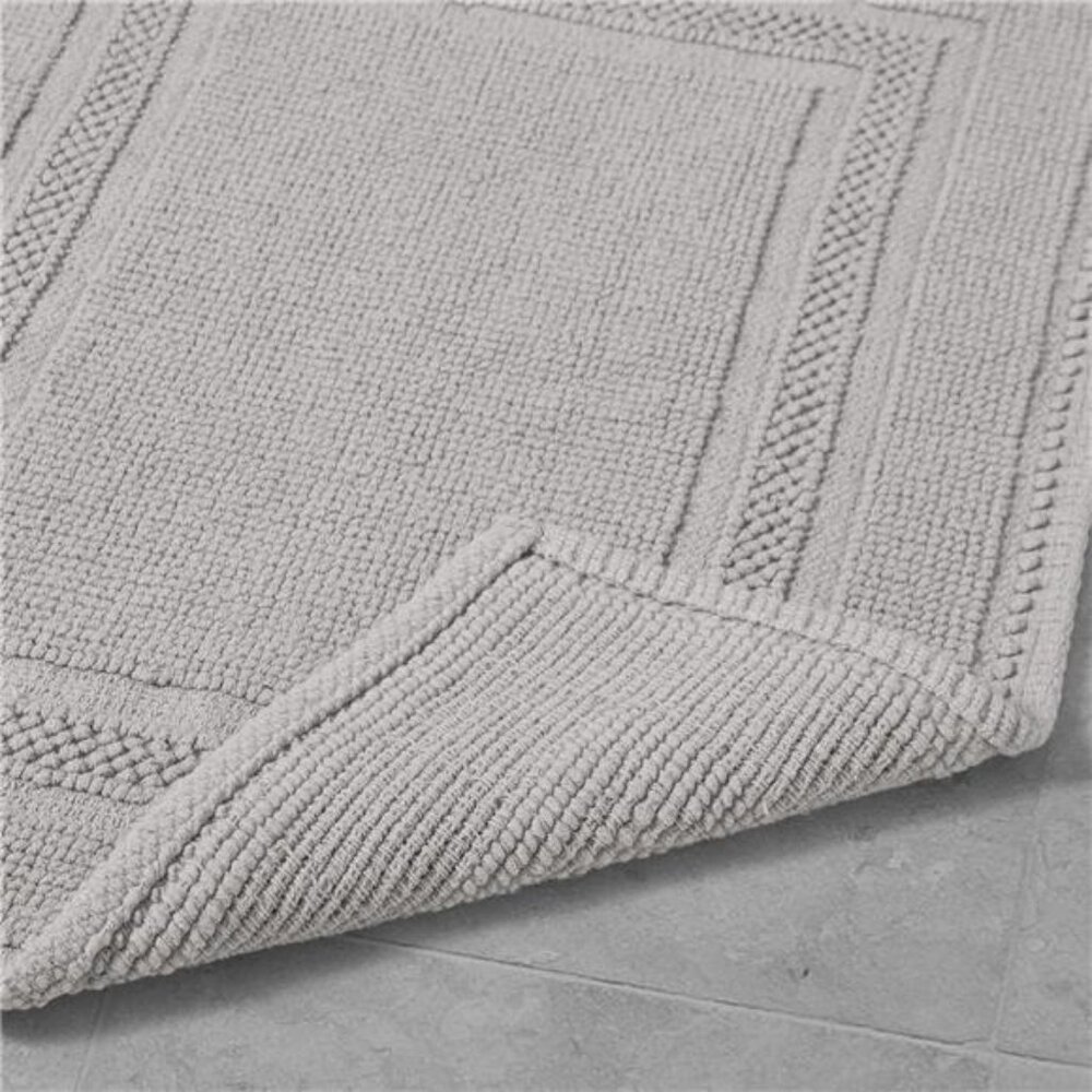 Stonewash Bath Rug Cotton Racetrack Bathroom Rug Machine Washable Light Gray - Picture 5 of 7